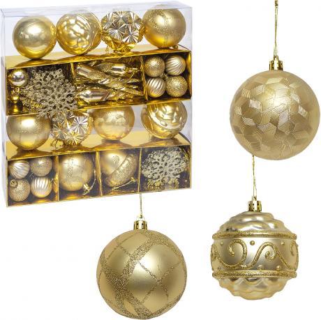 Набір ялинкових прикрас 62шт zwh2308-5 Золото з глітером MZOPT
