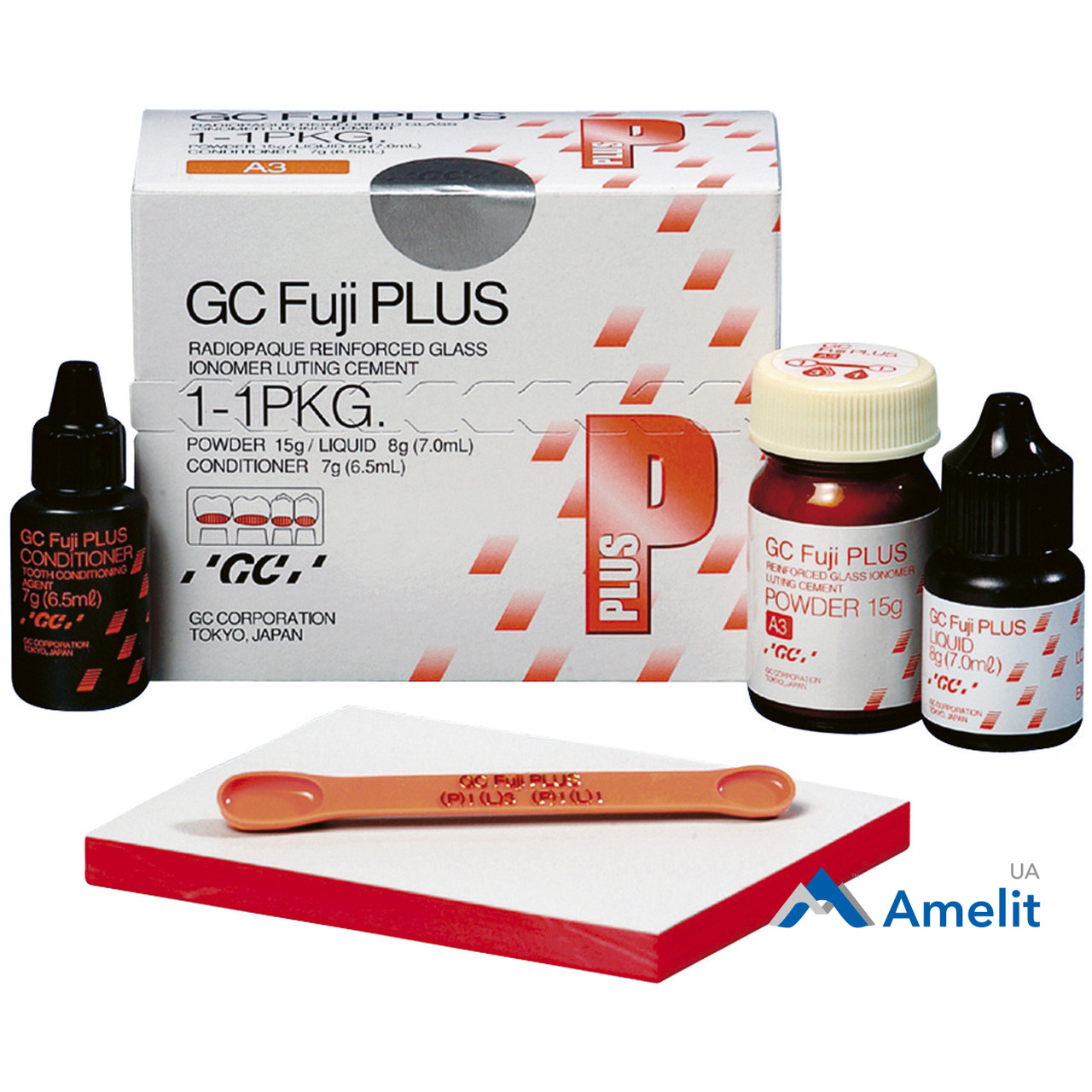 Цемент  Fuji Plus (GC), набір: 15 г + 7 мл + кондиціонер 6.5 мл