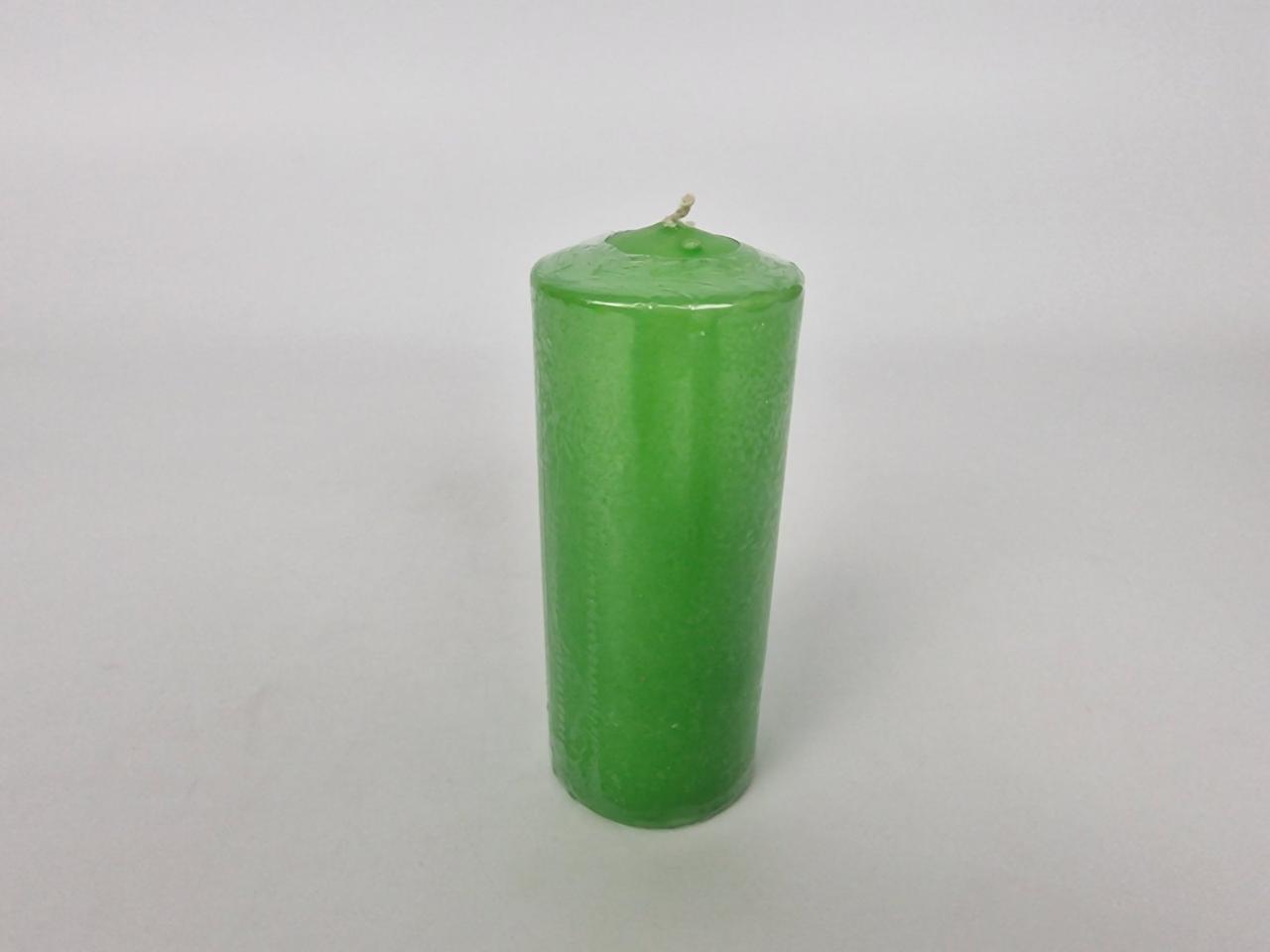 Свічка декоративна інтер'єрна циліндр 60х150 мм Зелена фарбована всередині біла (упаковка 1 шт), фото 1