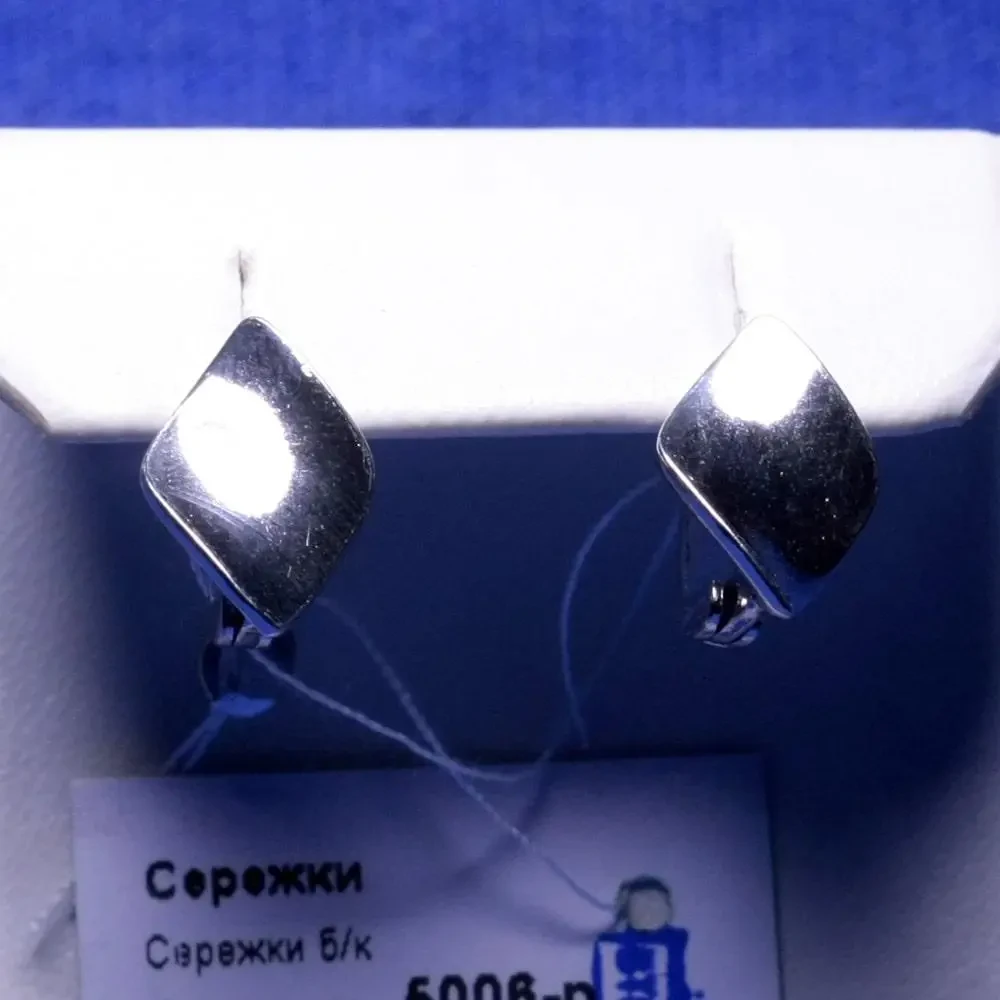 Сережки Ромб б/к з родованого срібла 5006-р