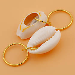 Підвіска Мушля з кільцем, 10шт., розмір 17-20мм, колір Білий/Золотистий