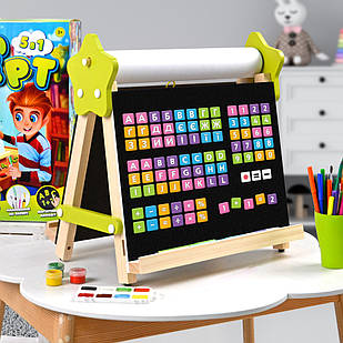 Мольберт дитячий настільний «5в1» Двосторонній для творчості та навчання Люмік