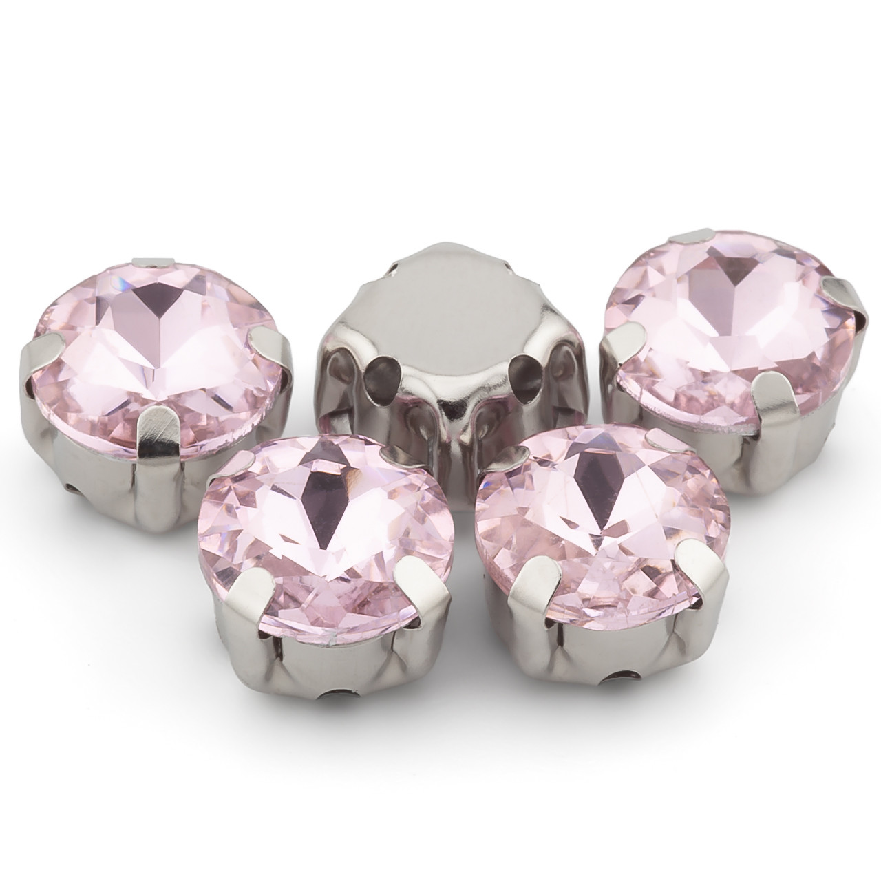 Стрази в цапах Круглі огранювання 8 мм Рожевий світлий 10 шт., фото 1