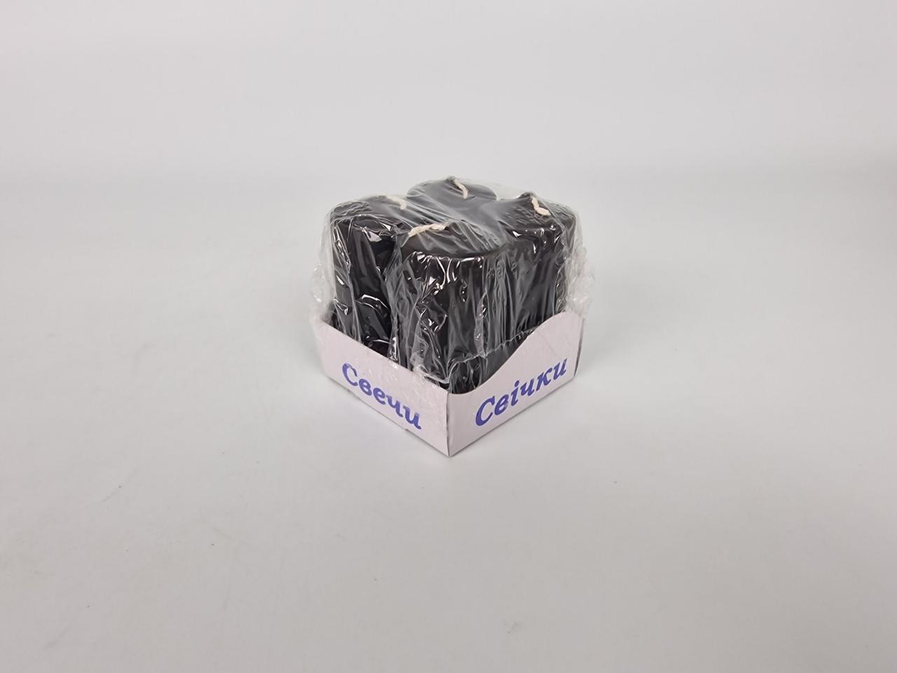 Свічка декоративна інтер'єрна циліндр 40х80 мм Чорн а фарбована всередині біла (упаковка 4 шт), фото 1