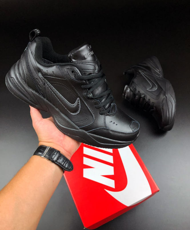 Чоловічі Термо кросівки Nike Monarch IV Взуття Найк Аір Монарх 4 чорні шкіряні зимові утеплені осінь єврозима