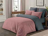 Постельное белье из полисатина Евро Серо-розовый, Комплект постельного белья, Евро комплект двухцветный BRM