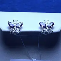 Серебряные серьги-пусеты Бабочка с фианитами 5246 фиол