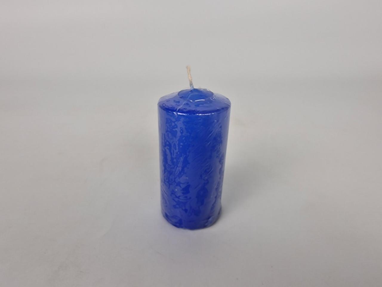 Свічка декоративна інтер'єрна циліндр 50х100 мм Синя фарбована всередині біла (упаковка 1 шт), фото 1