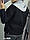 Джинсова куртка оверсайз жіноча чорного кольору з сірим капюшоном / розмір L (44-46-48), фото 6