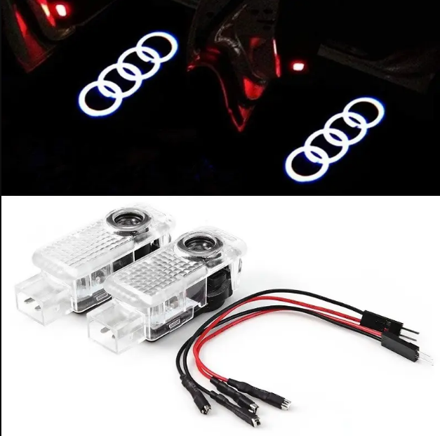 Підсвічування дверей з логотипом авто Audi (Ауді). Підсвічування в двері led, фото 1