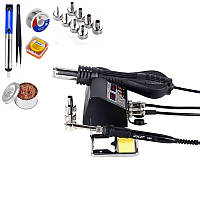 Паяльна станція JCD 8898, термовоздушна 2 в 1 з термофеном і паяльником, 80Вт + 750Вт, 2 дисплеї