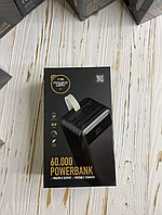 Дополнительный аккумулятор PowerBank для телефона POWERWAY 60000mAh, Повербанк с быстрой зарядкой QC3.0+PD