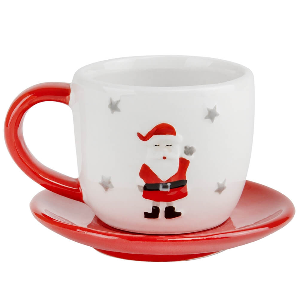 Керамічна чашка з блюдцем "Санта-2", висота 7 см, фото 1