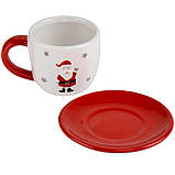 Керамічна чашка з блюдцем "Санта-2", висота 7 см, фото 2