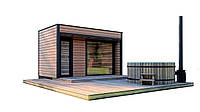 Modular sauna 4.0x2.75m with panoramic window Gartensauna-23 from Thermowood Production