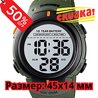 Годинник Skmei Neon 10 Bar Olive Drab Будильник Дата День тижня Місяць Секундомір Тактичний годинник