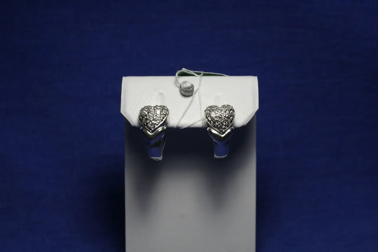 Серебряные серьги Валентинка с фианитом 5424-р - фото 3 - id-p150352732