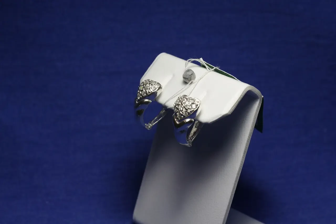 Серебряные серьги Валентинка с фианитом 5424-р - фото 4 - id-p150352732