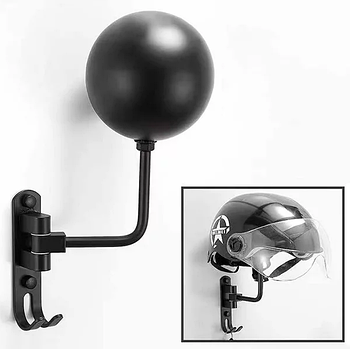 Тримач для шолома на стіну має шарнір для повороту кулі на 180° щодо точки кріплення