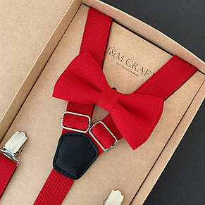 Набір I&M Craft краватка-метелик і підтяжки для штанів (030203) червоний, фото 2