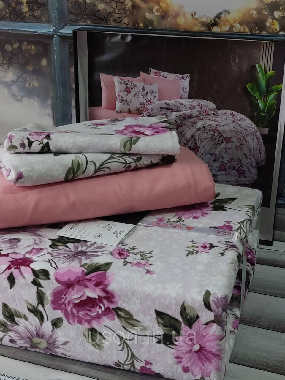 Комплект постільної білизни з фланелі ТМ Belizza полуторний розмір Lavra колір рожевий, фото 1