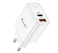 Зарядное устройство Avantis A870 Super Si 33W quick charger QC 3.0 + PD (A+C ports) White