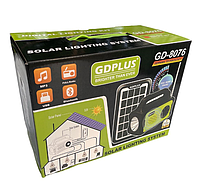 Портативная солнечная система освещения Solar GDPLUS GD8076/Фонарь Power Bank радио-блютуз с солнечной панелью
