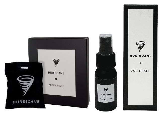 Автомобільний ароматизатор "Набір Hurricane Standart Black" (Подушечка-Саше + Auto Perfume Спрей)