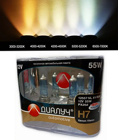 Галогенні лампи в фару авто H7 12 V 55 W Діапромін Night light four season 2 штуки