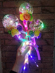 Чарівна паличка Куля з Трояндами, що світиться, 40 см