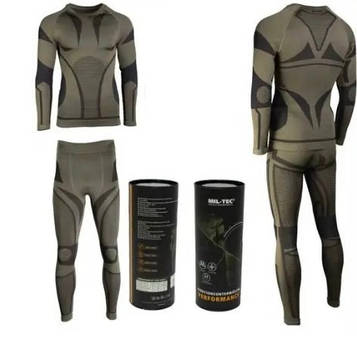 Термобілизна тактична Mil-Tec Еластична Олива UNKTIONSUNTERWÄSCHE PERFORMANCE OLIV 11225001.PeremogaUA