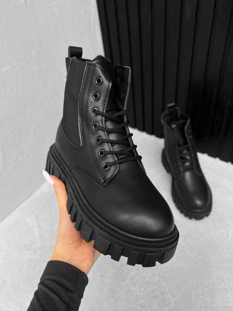 Жіночі зимові ботинки чорні - фото 4 - id-p2008412855