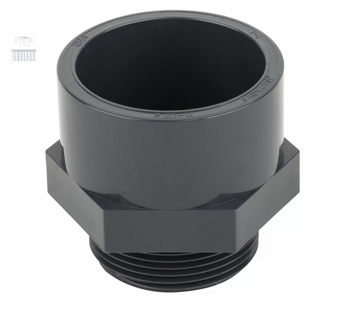 Муфта ПВХ Era US01263, з зовнішньою різьбою d63х2"