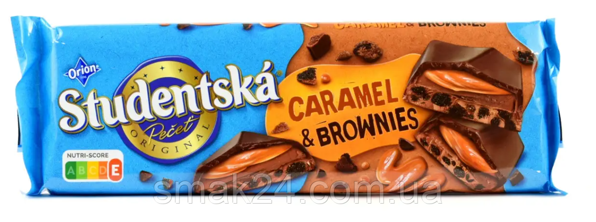 Черный шоколад с карамелью и печеньем Studentska Caramel & Brownies 240г Чехия - фото 2 - id-p2008417205