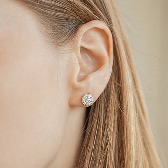 Срібні сережки пусети кола з розсипом білих фіанітв