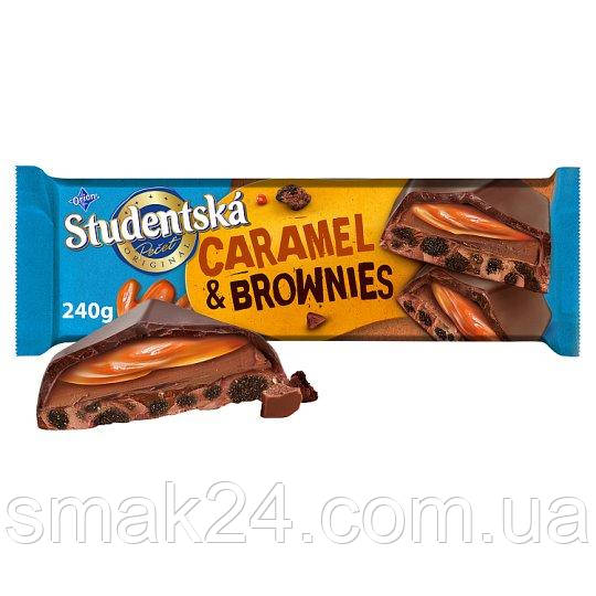 Черный шоколад с карамелью и печеньем Studentska Caramel & Brownies 240г Чехия - фото 1 - id-p2008417205