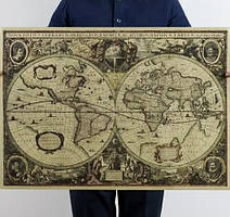 Велика, вінтажна карта світу під старовину. Карта на стіну