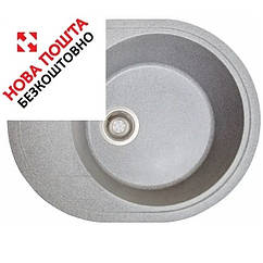 Мийка зі штучного граніту сіра 580х470х215 Romzha Voce 601