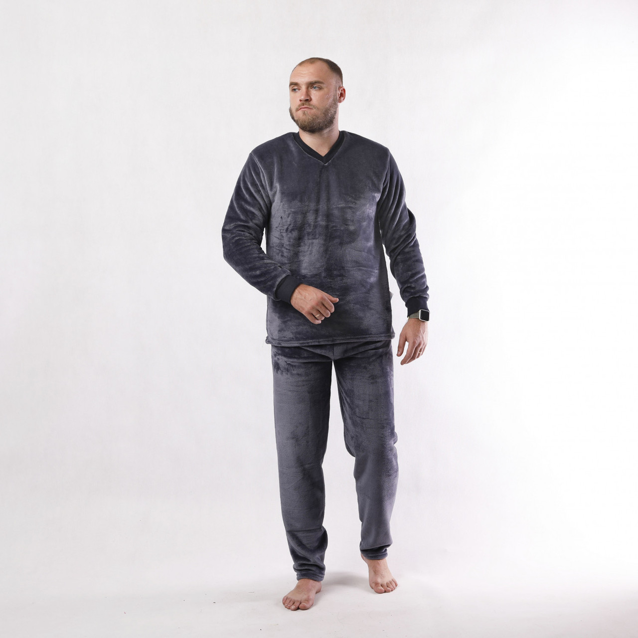 Піжама махрова чоловіча тепла однотонна домашня зимова 44-60р.