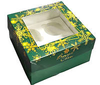 Коробка для маффинов на 4 штуки 170х170х90 новогодняя (3 шт.)