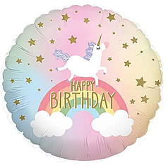 КТ151 КИТАЙ-КТ Коло 18" Happy Birthday - єдиноріг на веселці