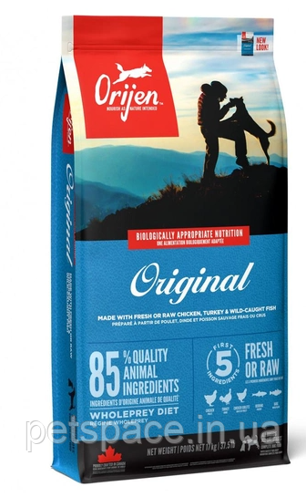 Корм Orijen Original Dog (Оріджен Оріджинал для собак всіх порід на всіх стадіях життя), 17кг.