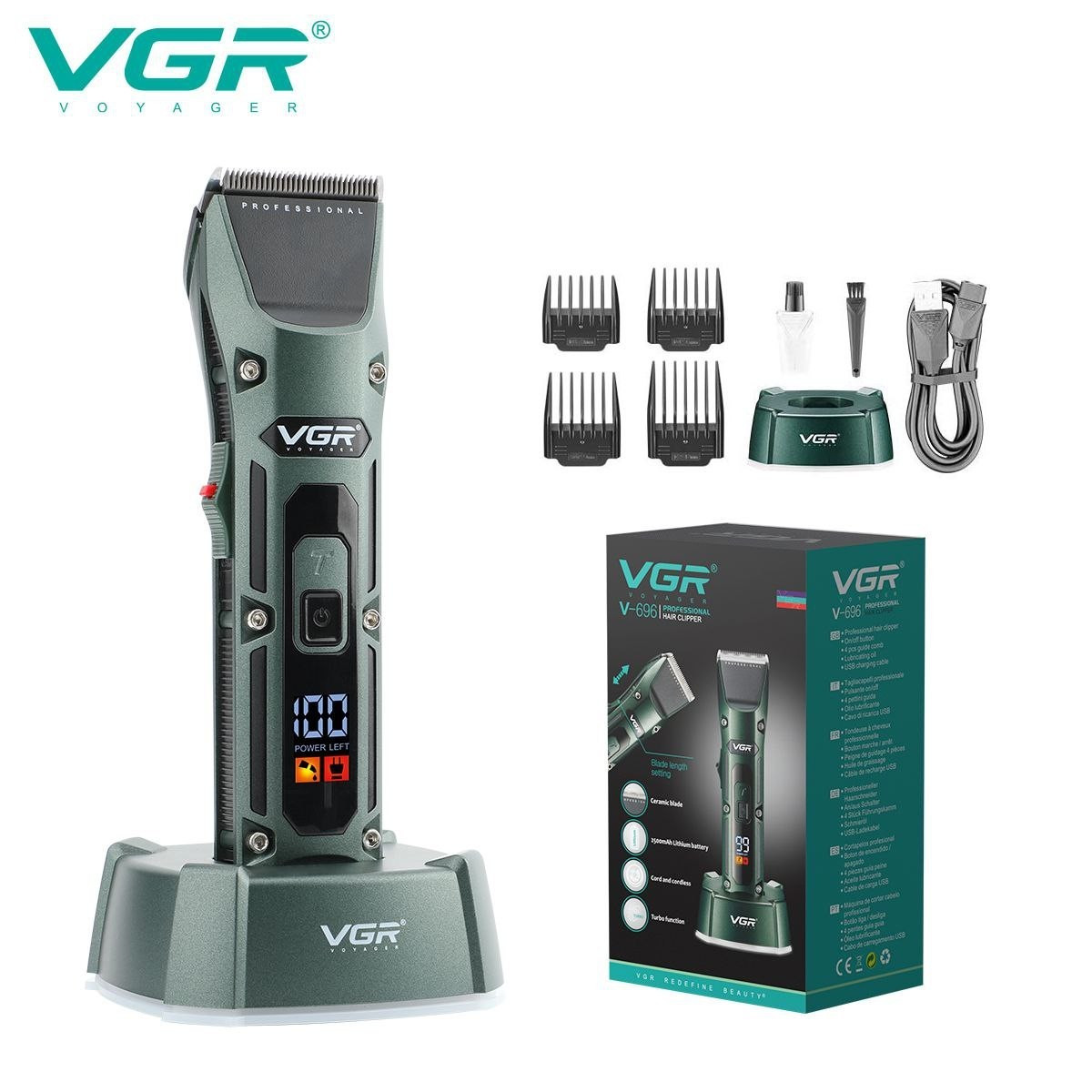 Машинка для стриження VGR V-696 акумуляторна з підставкою