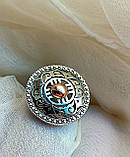 Кругла срібна каблучка з золотом без каміння., фото 3