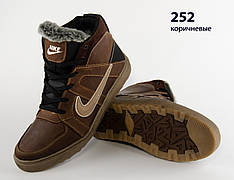Шкіряні чоловічі зимові кросівки черевики коричневі, шкіряні чоловічі чоботи, спортивні черевики
