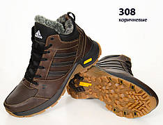 Шкіряні чоловічі зимові кросівки коричневі черевики, шкіряні чоловічі чоботи, спортивні черевики