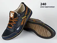 Кожаные кроссовки Reebok (240 сине-коричневая) мужские спортивные кроссовки шкіряні чоловічі