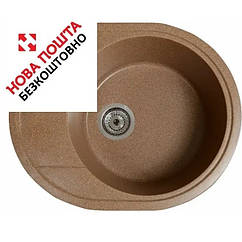 Гранітна мийка овальна коричнева 580х470х215 Romzha Voce 701