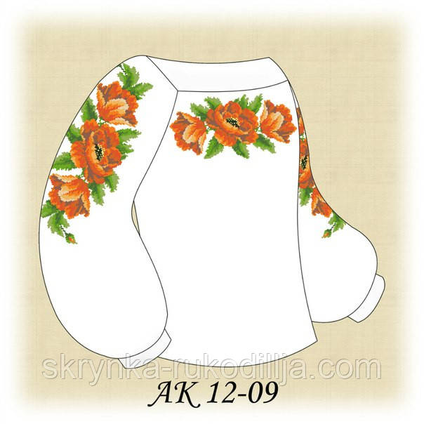 Заготовка для вишивки дитячої сорочки Маки