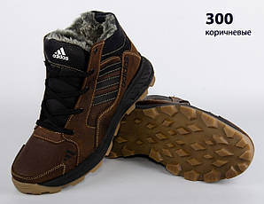 Шкіряні чоловічі зимові кросівки коричневі черевики, шкіряні чоловічі чоботи, спортивні черевики, фото 3